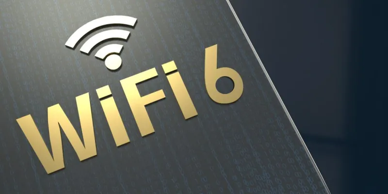 Ondas entre la palabra WiFi 6