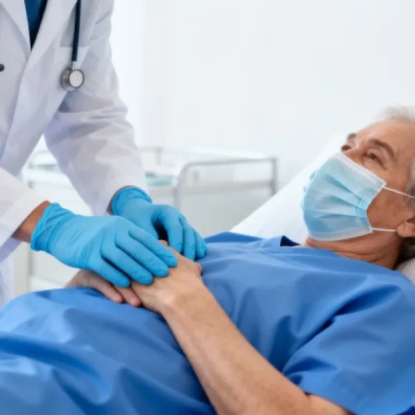 Paciente ingresado junto a un doctor