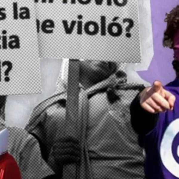 Infografía realizada por EFE de una mujer en una manifestación feminista
