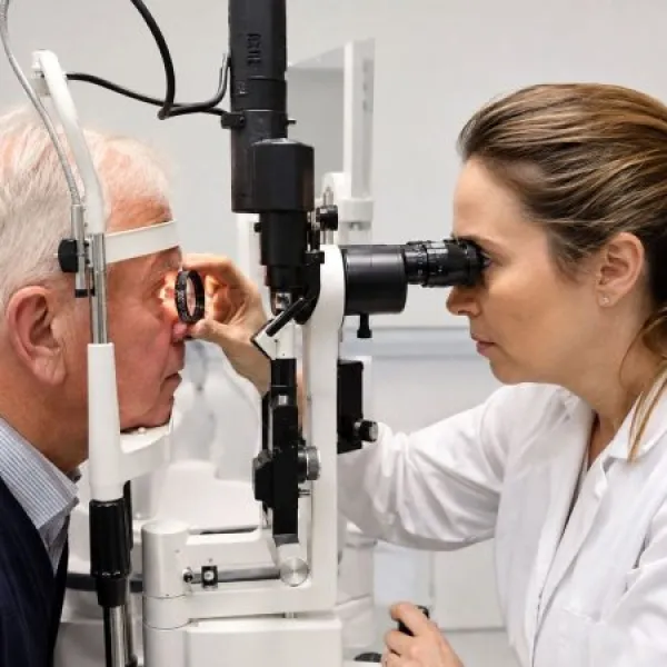 Una optometrista revisa la visión de un paciente