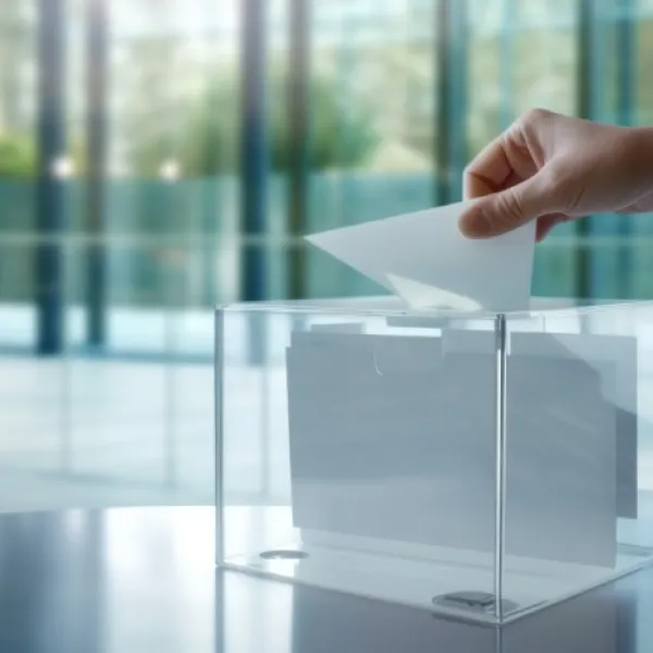Una persona deposita su voto en una urna