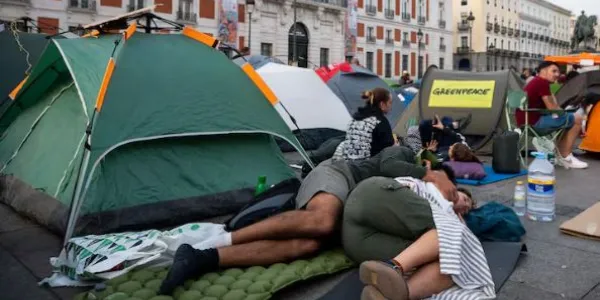 Acampada en la Puerta del Sol, este domingo 