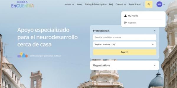 Interfaz de la plataforma Busca & Encuentra
