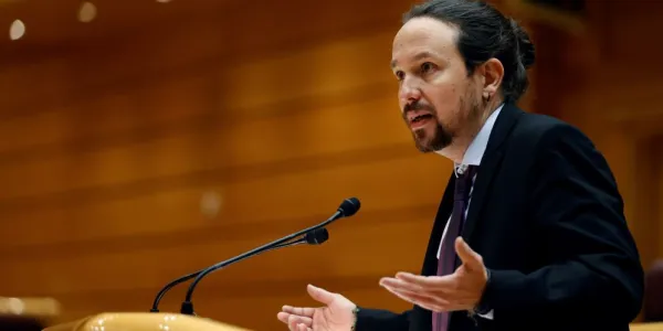 El vicepresidente Pablo Iglesias, durante una sesión en el Senado. | EFE