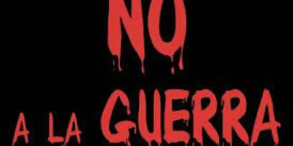 Pancarta con el lema No a la guerra
