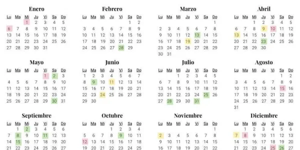 Calendario 2020.