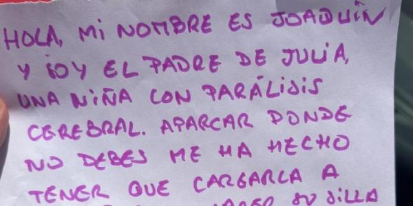 Nota del padre para mostrar las consecuencias de la irresponsabilidad de este conductor 