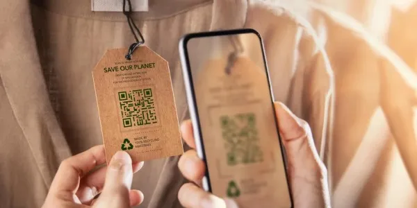 Etiqueta ecológica con información. 