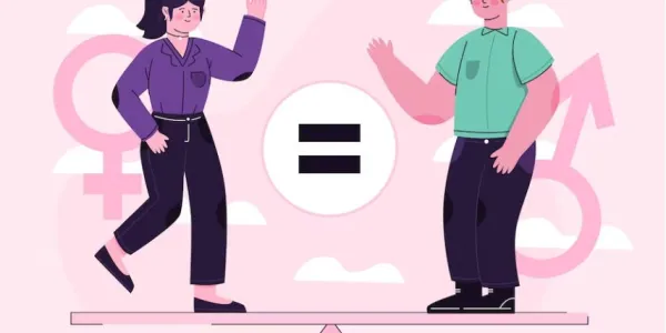 Infografía sobre un chico y una chica representando la educación no sexista