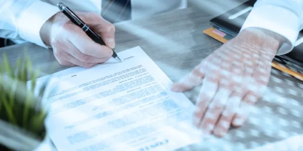 Una persona firma un contrato 