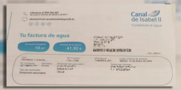 Ejemplo de factura del agua