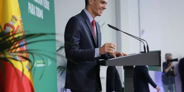 Sánchez este lunes durante su intervención