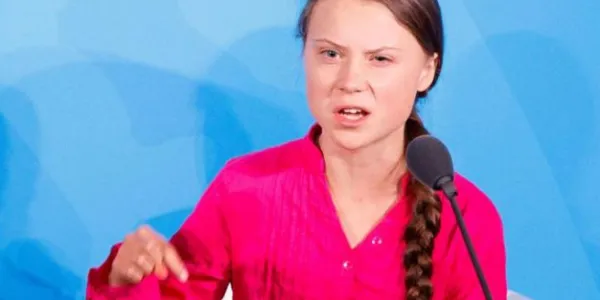 Greta Thunberg en una conferencia