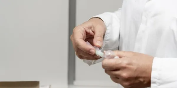 Un profesional sanitario prepara una vacuna contra la gripe