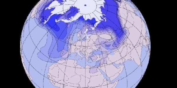 El hielo ártico y varios continentes 