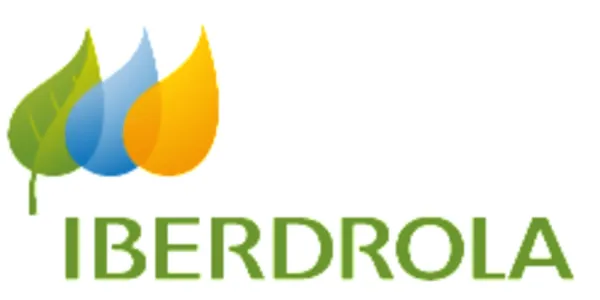 Logo de Iberdrola con unas llamas de gas en su parte superior 