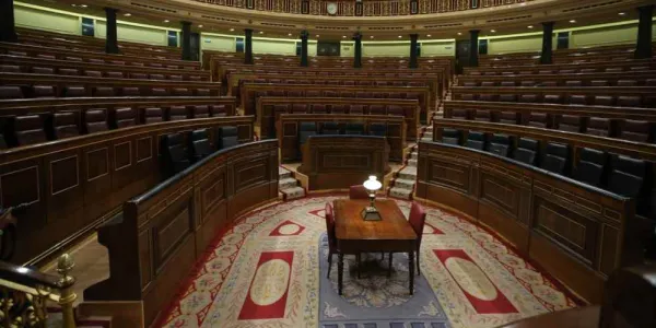 El hemiciclo del Congreso, vacío tras el último pleno. ULY MARTÍN para EL PAÍS