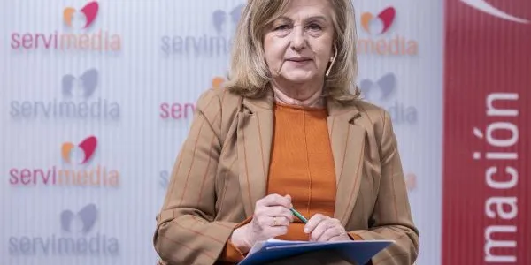 Coral Barbas, durante la entrevista en Servimedia | Foto de Jorge Villa