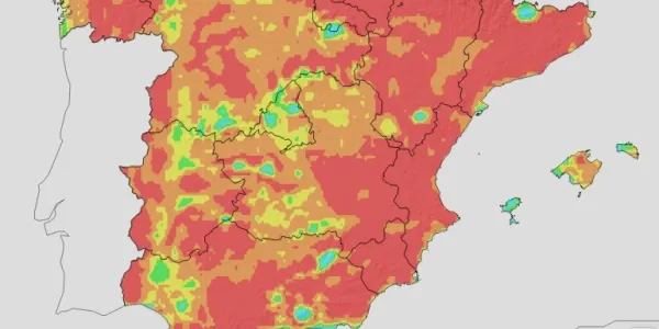 Mapa de la AEMET donde se aprecio la ola de calor de julio 2025