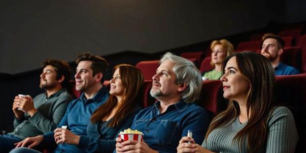 Varias personas viendo una película en un cine 