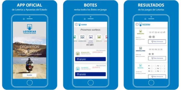 Pantalla de la app oficial de Loterías y Apuestas del Estado 