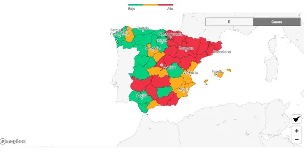 Mapa riesgo de contagio por coronavirus / EL PAÍS