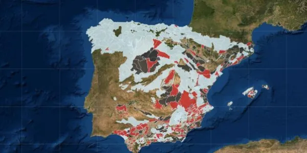 Mapa de las masas de agua en España