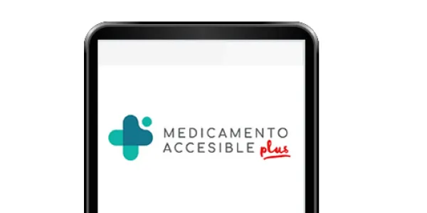 Pantalla de la aplicación "Medicamento Accesible Plus"