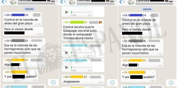 Ejemplo de grupos de WhatsApp que alertan de controles policiales