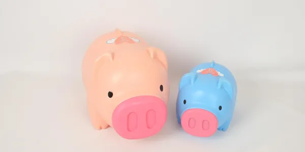 Dos huchas con forma de cerditos